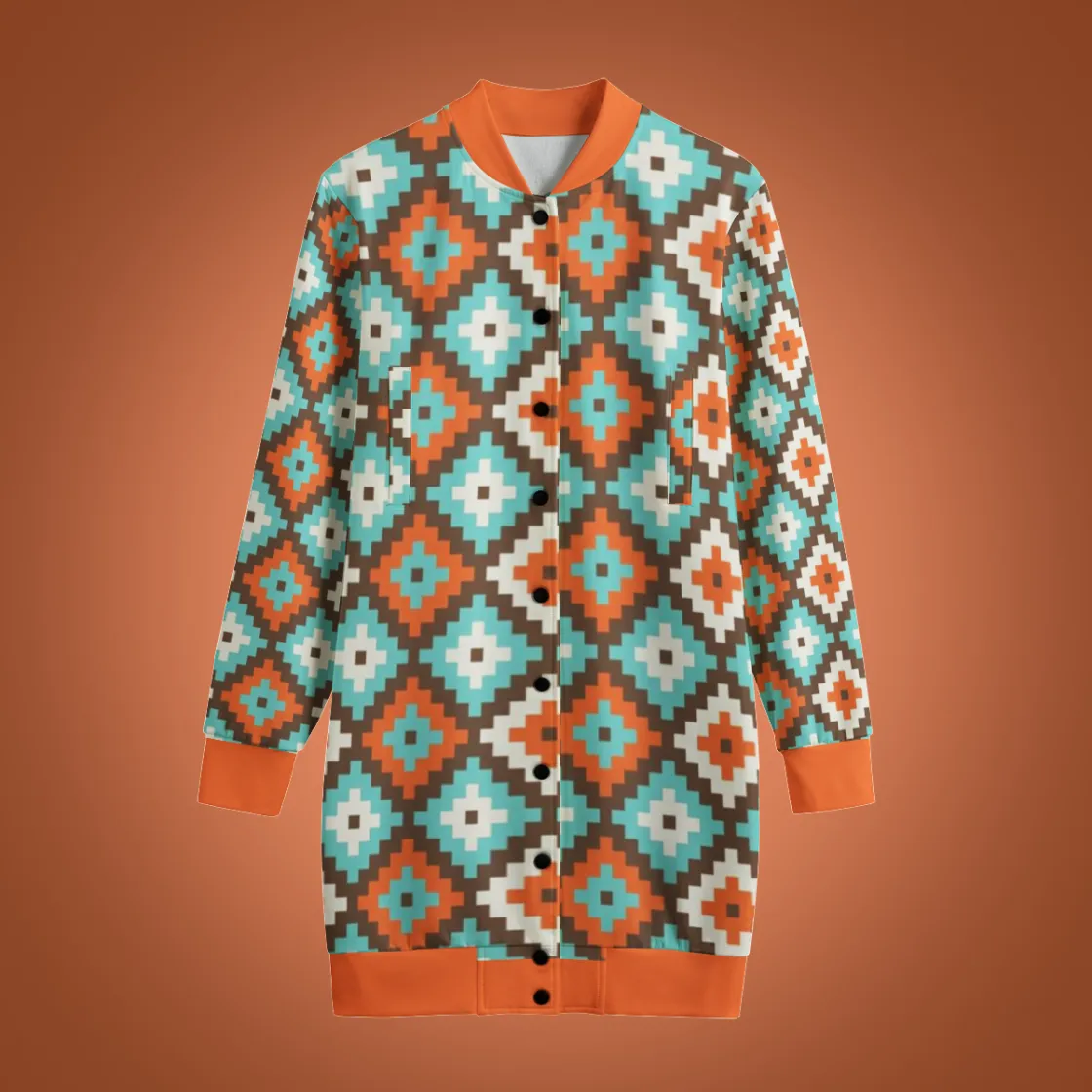 All-Over Print Women's Length Baseball Jackets