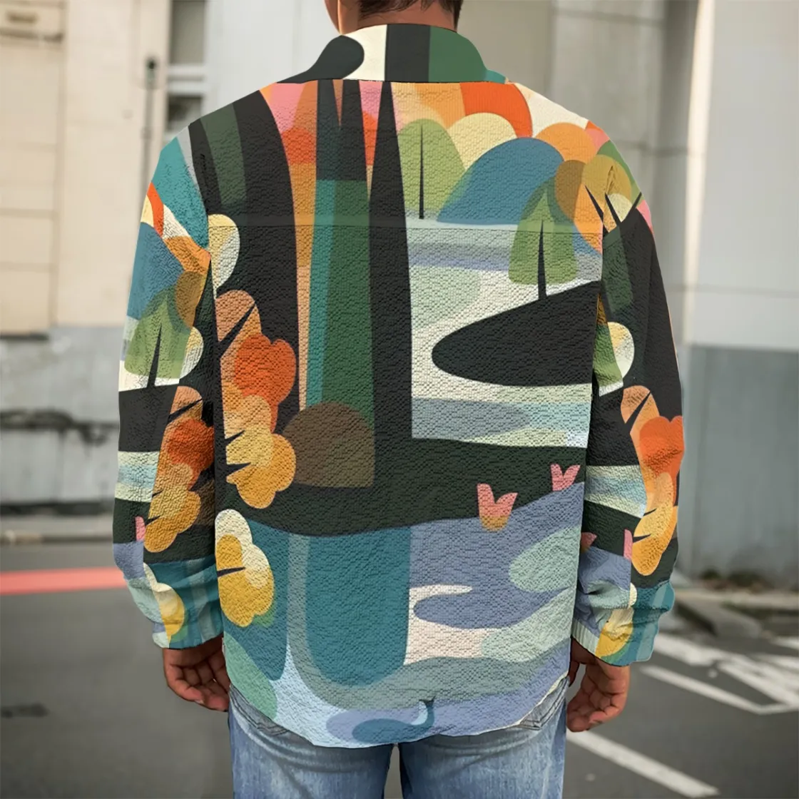 All-Over Print Men's Casual Lapel Jacket