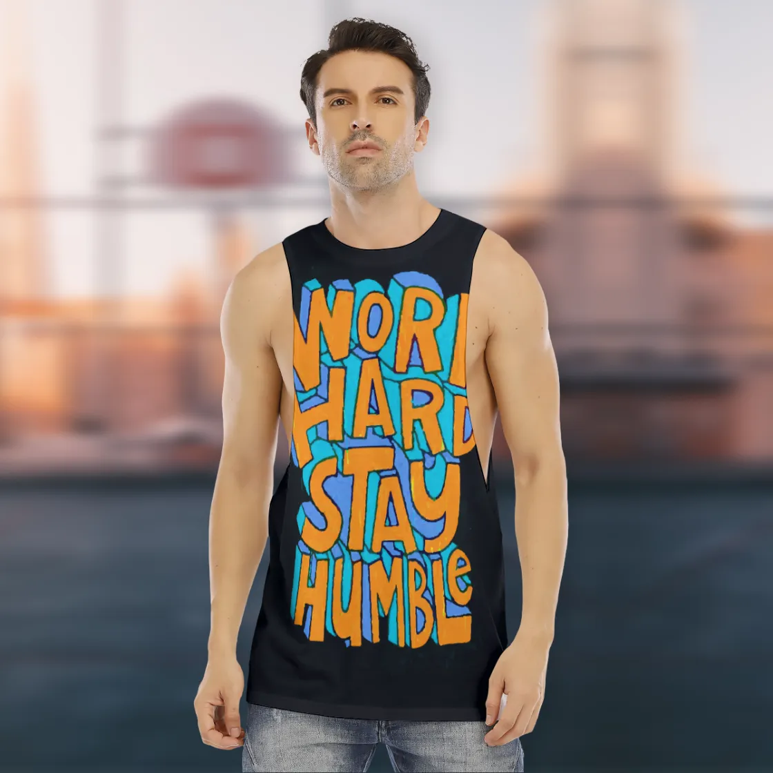 All-Over Print Men's O-neck Long Tank Top
