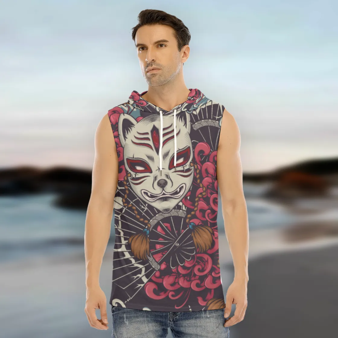 All-Over Print Men's Tank Hooded Vest