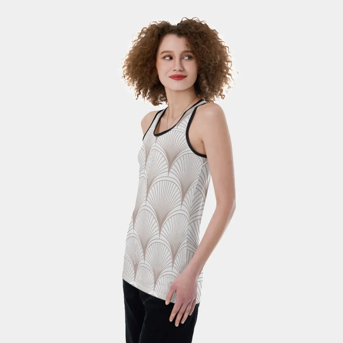 All-Over Print Women's Back Hollow Tank Top