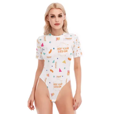 All-Over Print Women's O-neck Short Sleeve Bodysuit