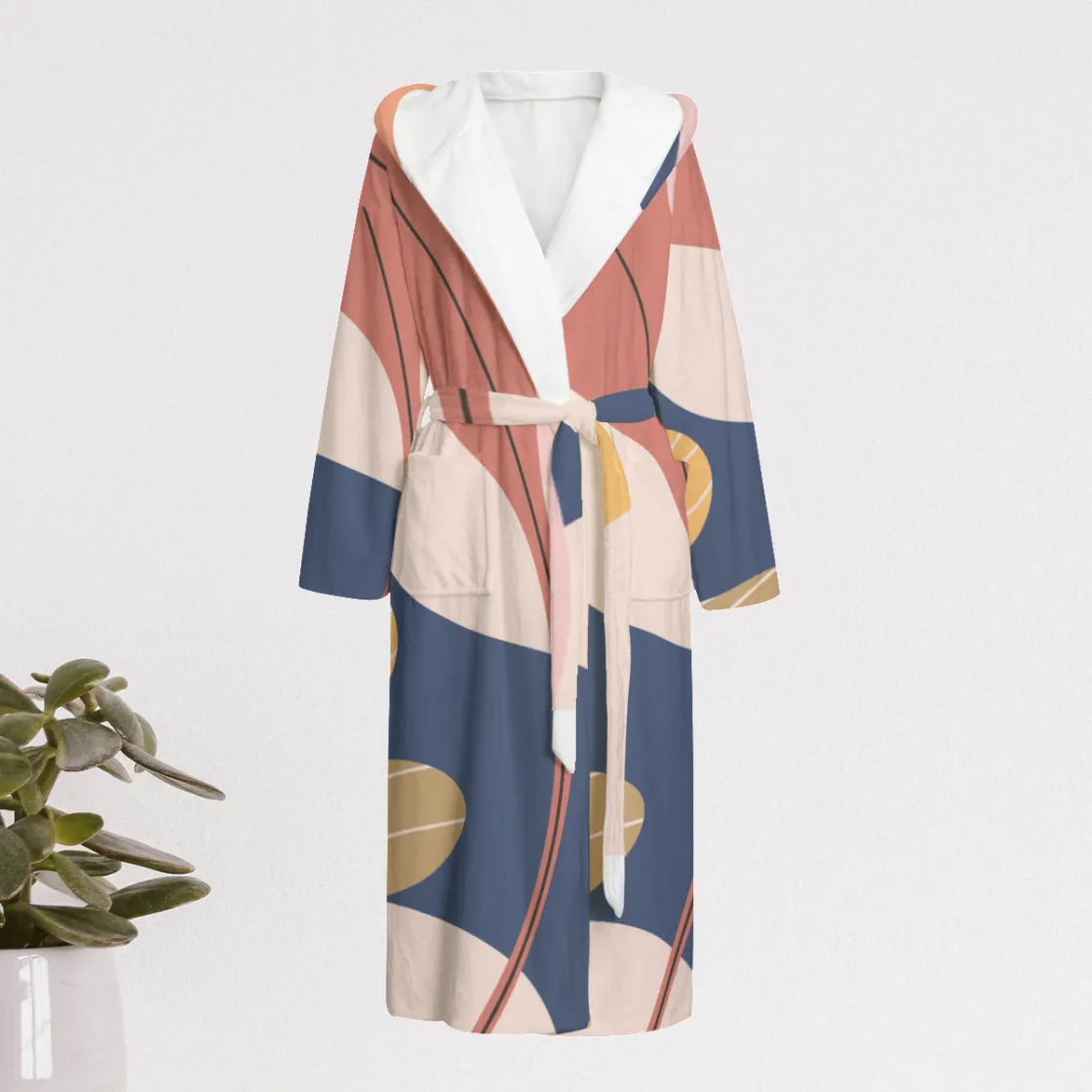 All-Over Print Unisex Flannel Hooded bathrobe