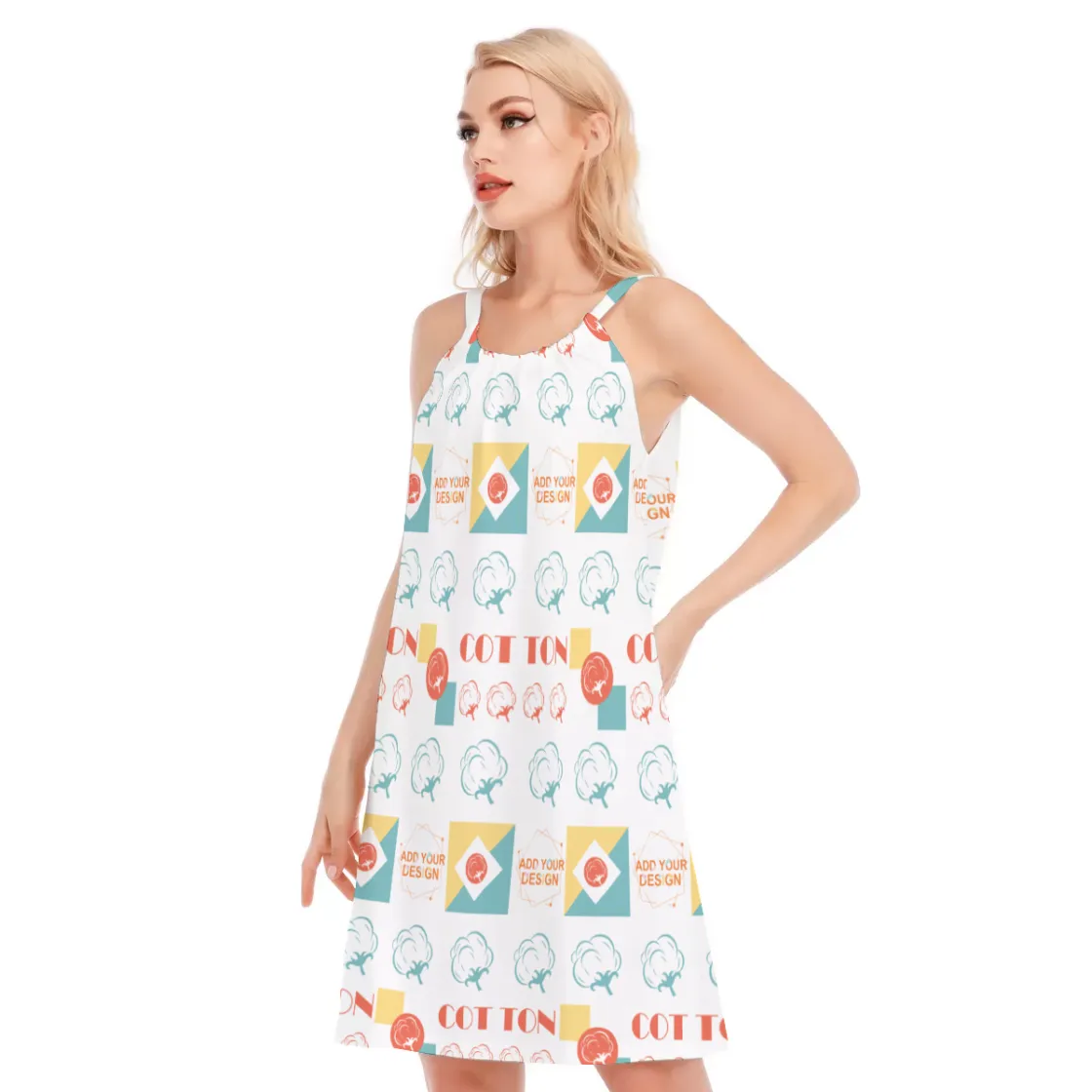All-Over Print Women's O-neck Cami Dress | 190GSM Cotton