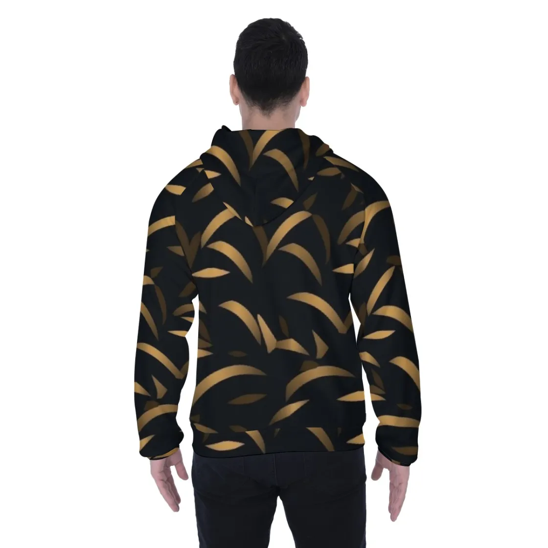 All-Over Print Men's Heavy Fleece Raglan Zip Up Hoodie With Pocket