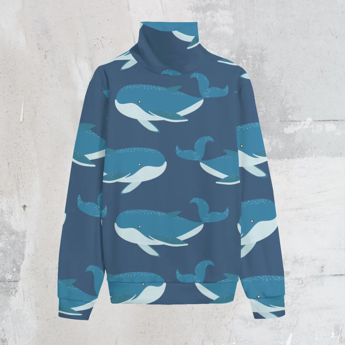 All-Over Print Unisex Turtleneck Knitted Fleece Sweater