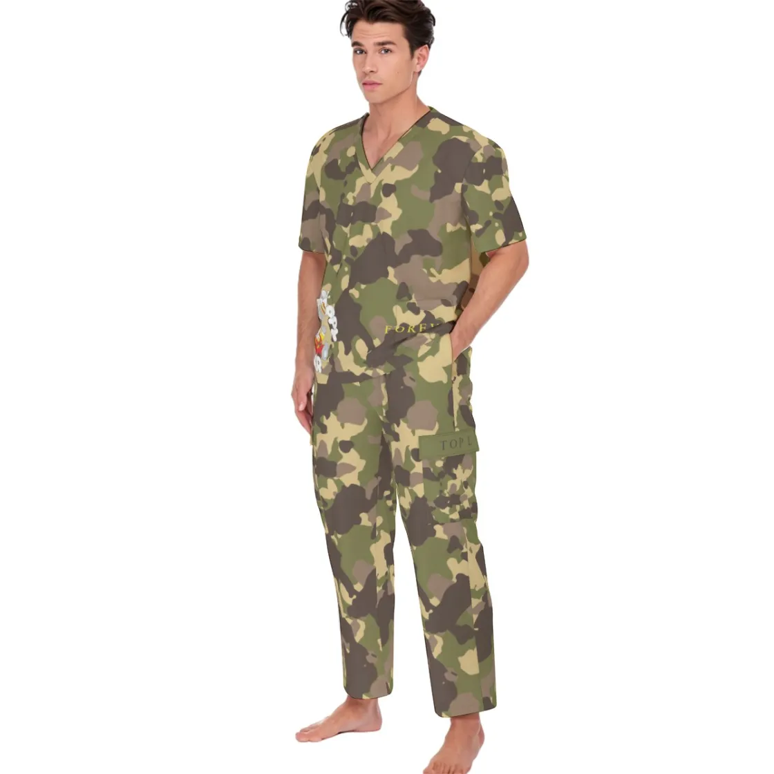 All-Over Print Unisex Scrub Set With Six Pocket