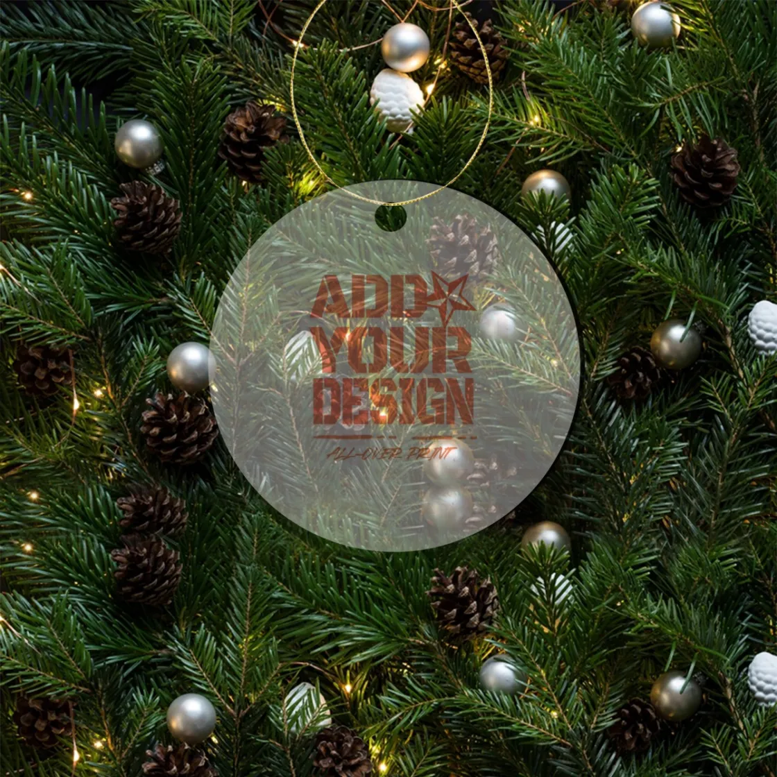 Round Shape Acrylic Pendant With Gold Thread