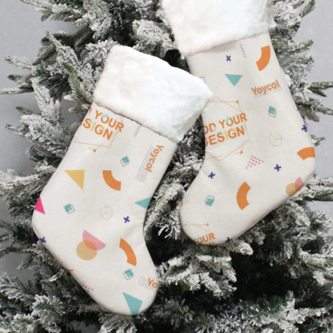 All-Over Print Christmas Socks With Plush Cuff