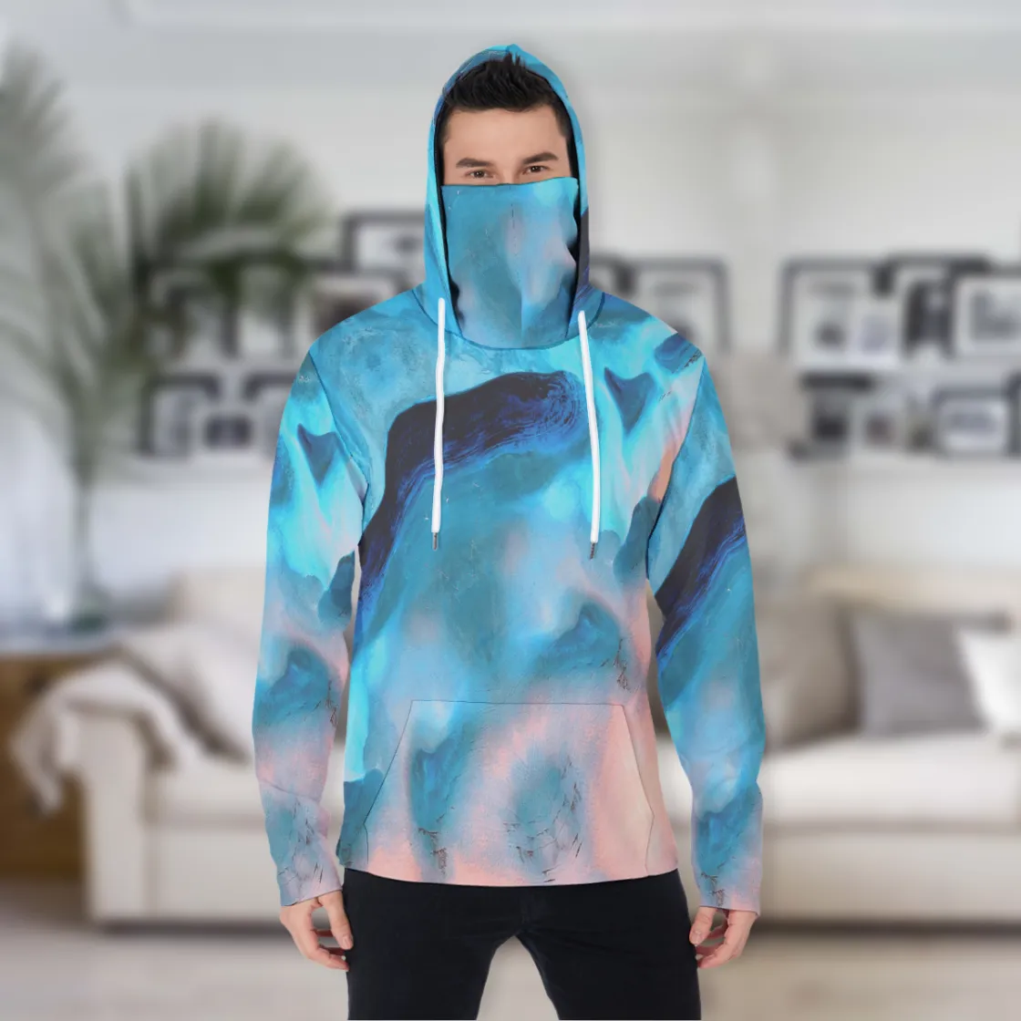 All-Over Print Men's Heavy Fleece Hoodie With Mask