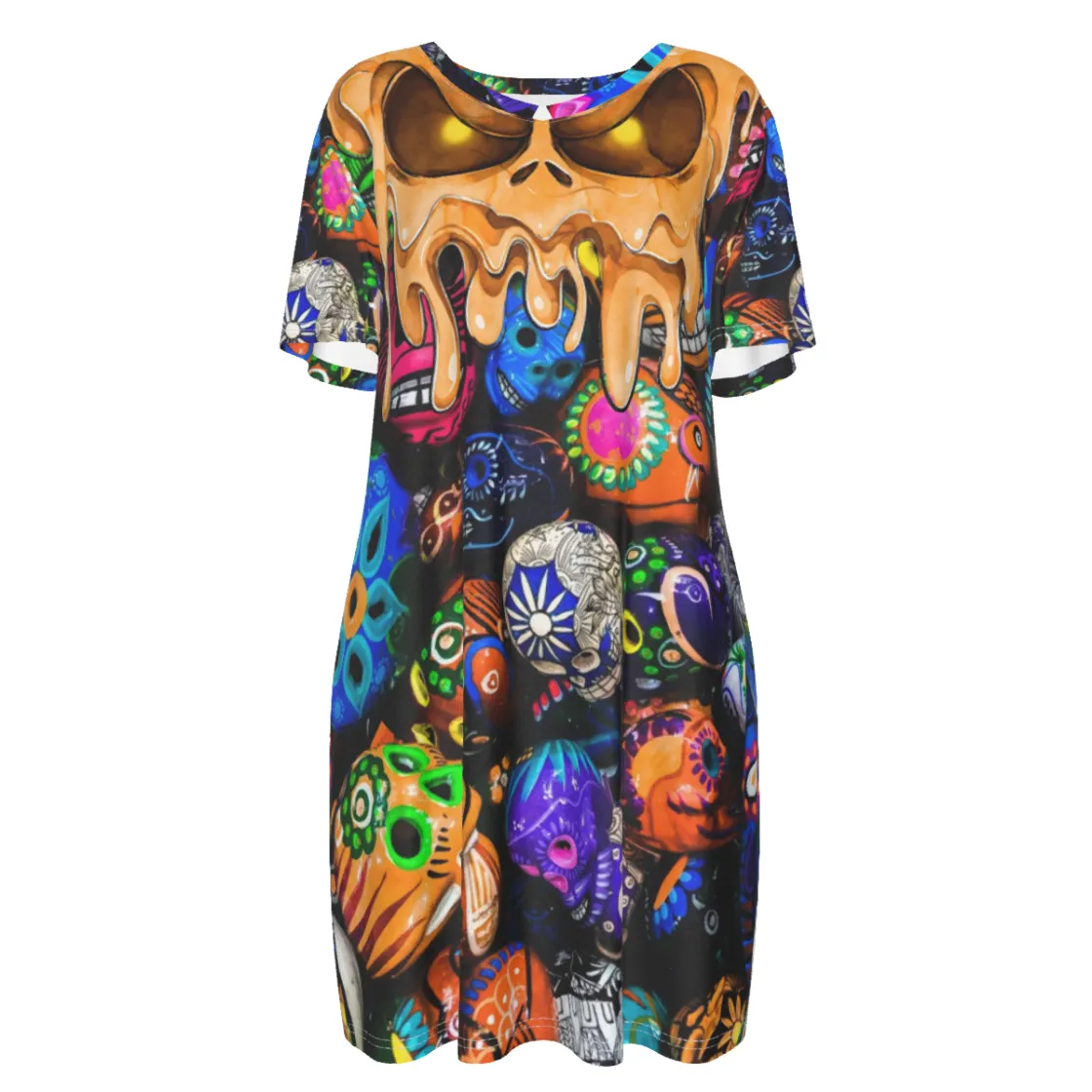All-Over Print Women's Short Sleeve Waist Dress