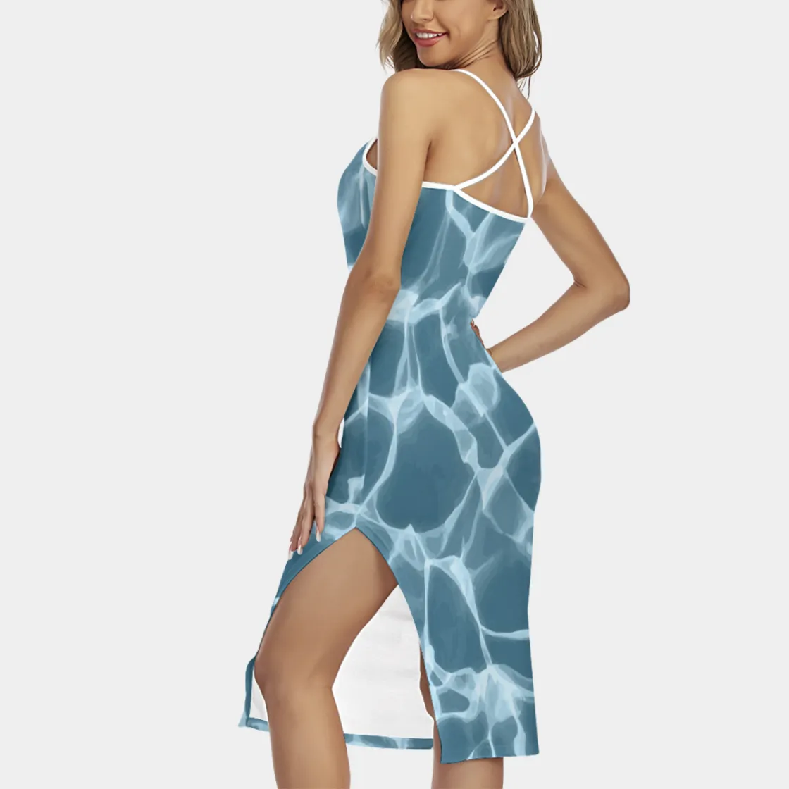 All-Over Print Women's Back Cross Cami Dress
