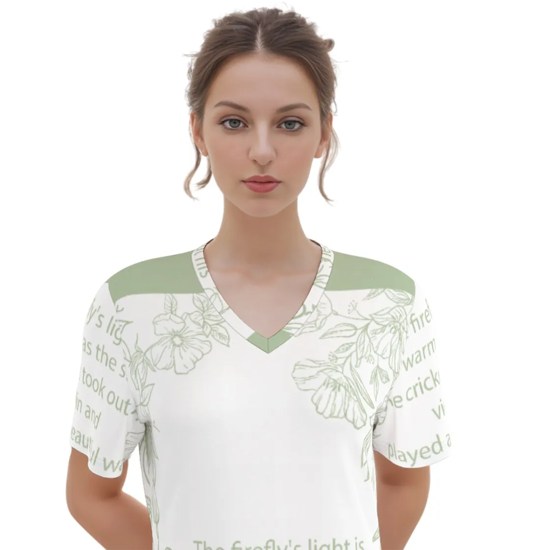 All-Over Print Women's V Neck Dress|180GSM Cotton