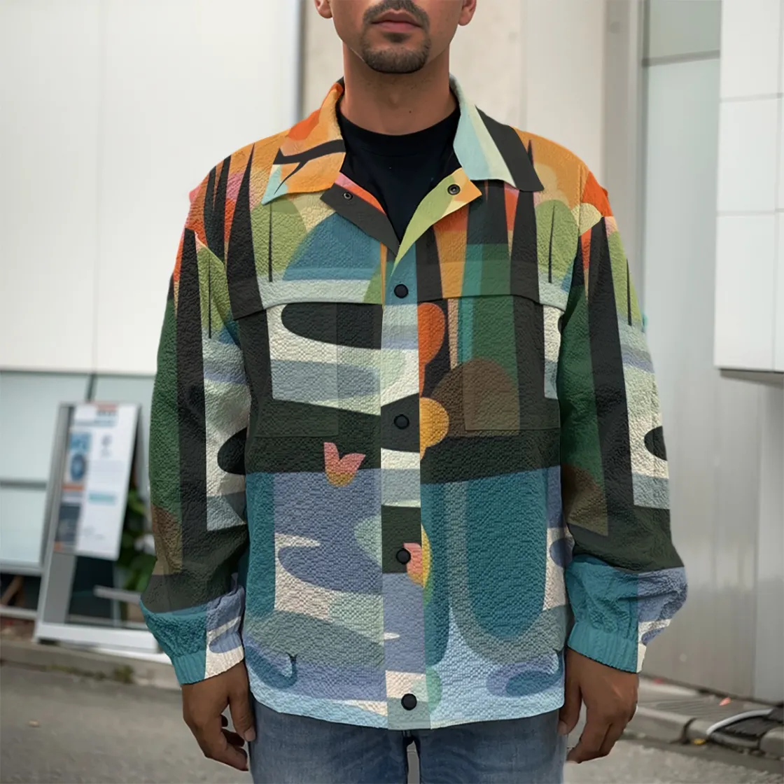 All-Over Print Men's Casual Lapel Jacket