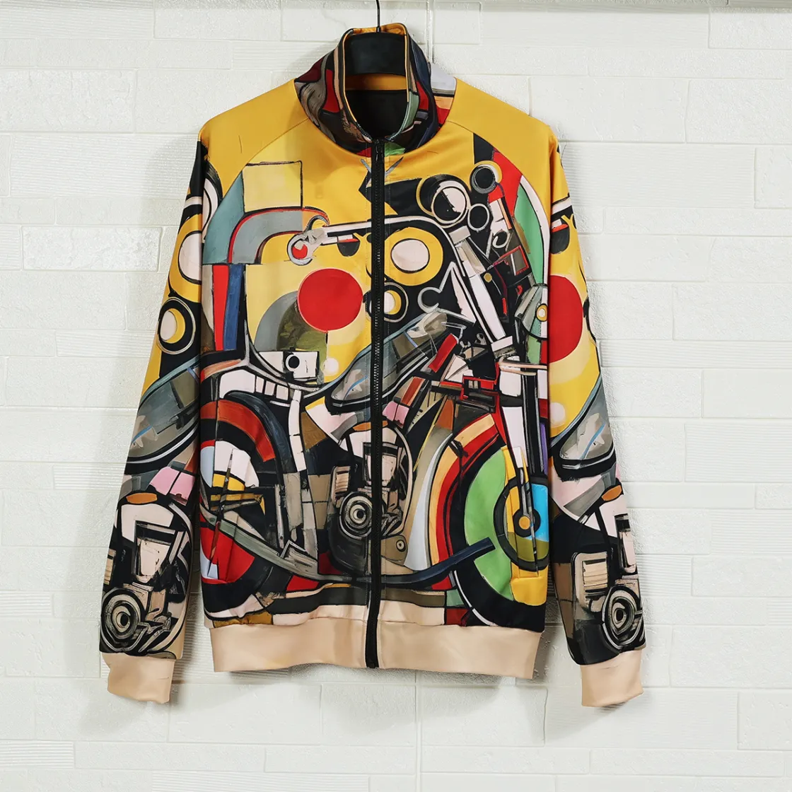 All-Over Print Unisex Stand Collar Black Lining Jacket