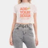 All-Over Print Women's Short Sleeves Mesh Crop Top