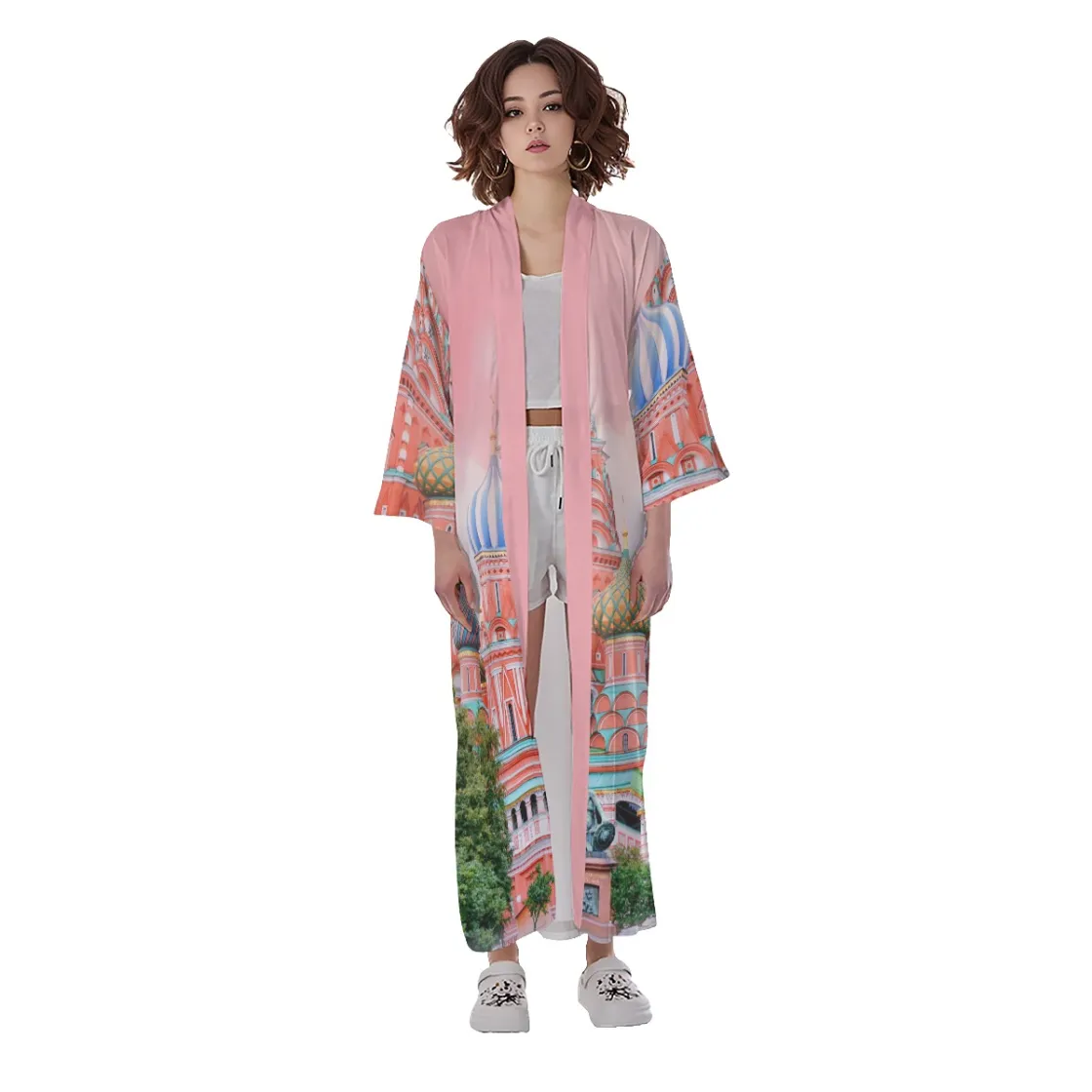 All-Over Print Women's Long Satin Kimono Robe