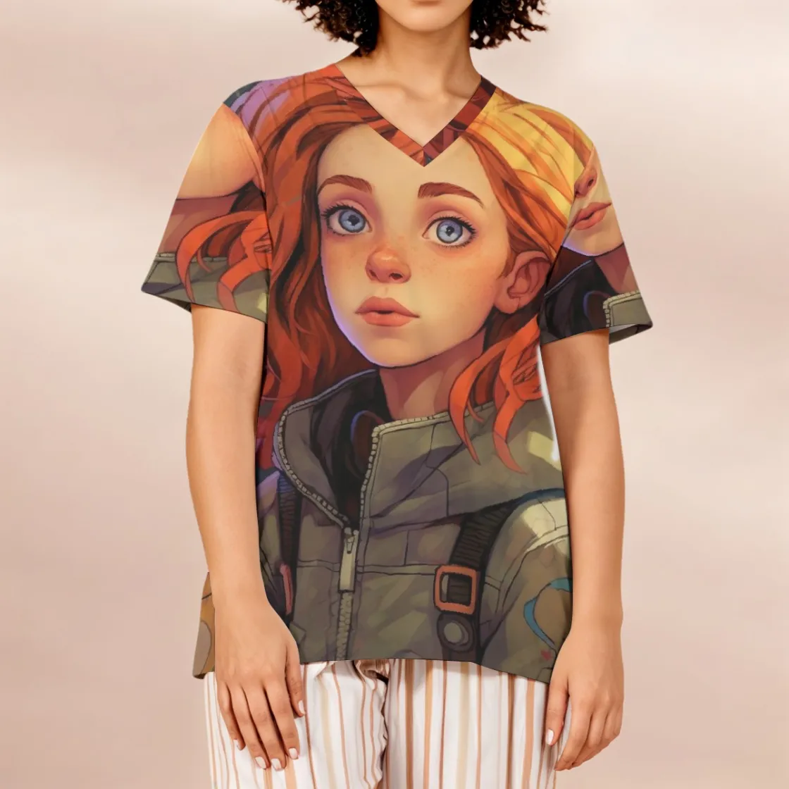 All-Over Print Women's Loose V-Neck Short-Sleeve T-Shirt