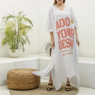 All-Over Print Women's Imitation Silk V-neck Kaftan Robe