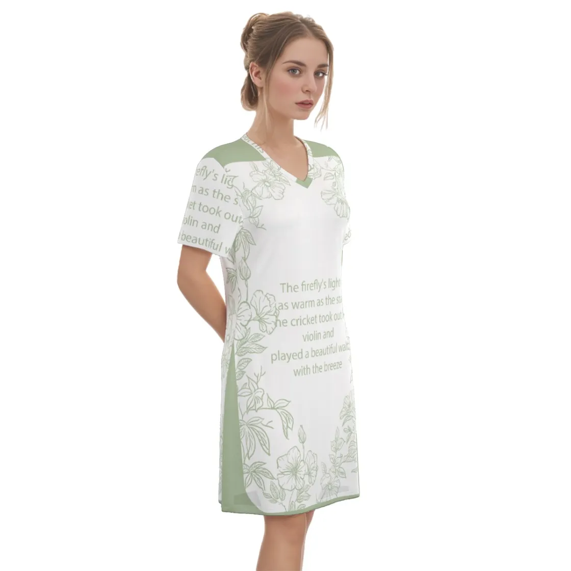 All-Over Print Women's V Neck Dress|180GSM Cotton