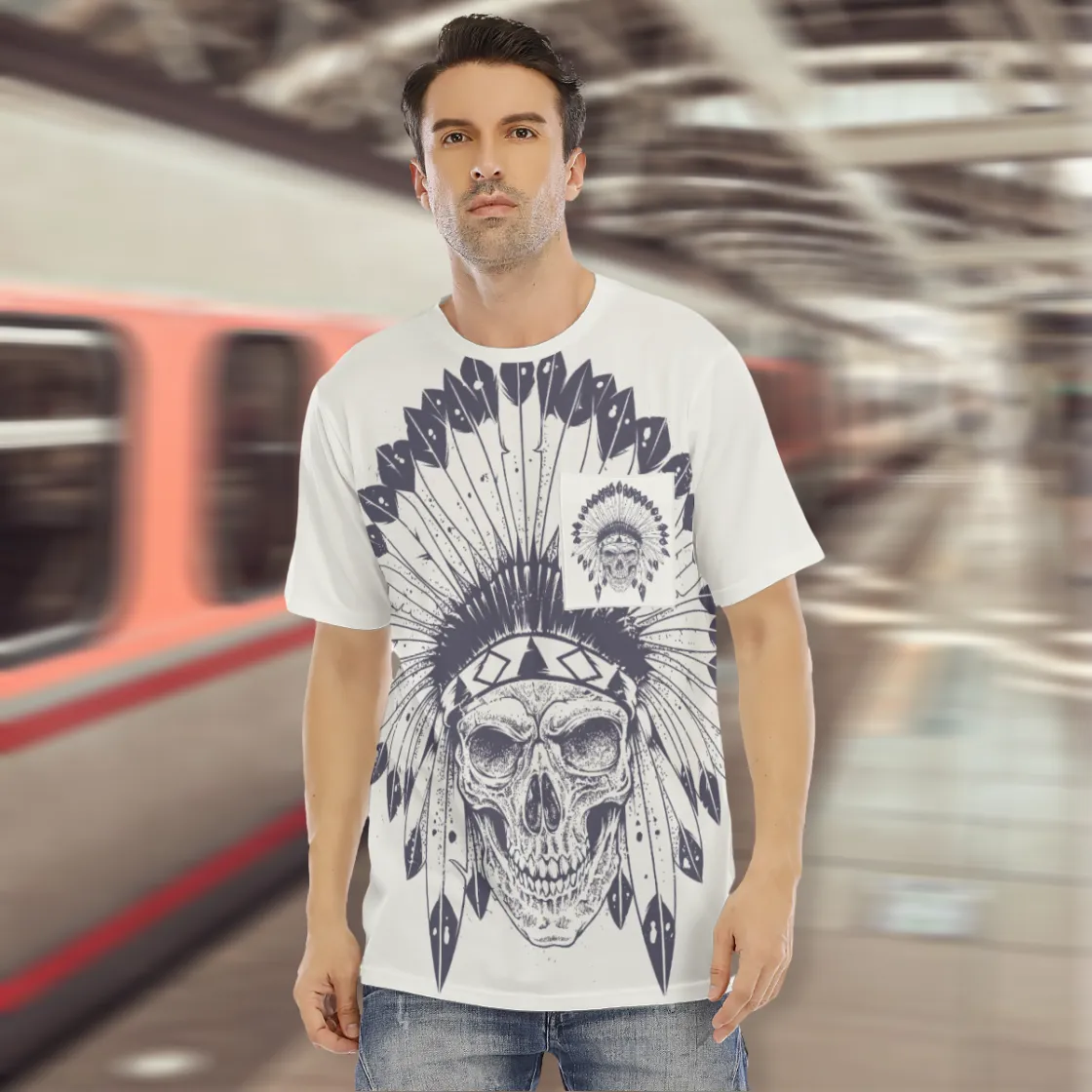 All-Over Print Men's Short Sleeve T-shirt With Chest Pocket