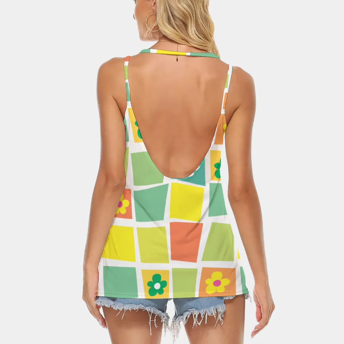 All-Over Print Women's Halter Top With Backless