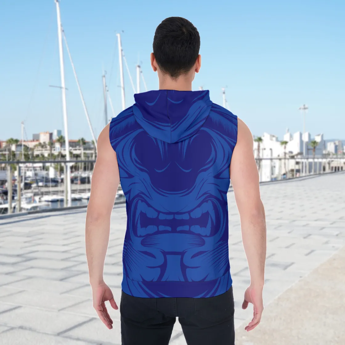 All-Over Print Men's Zipper-Up Sleeveless Hoodie