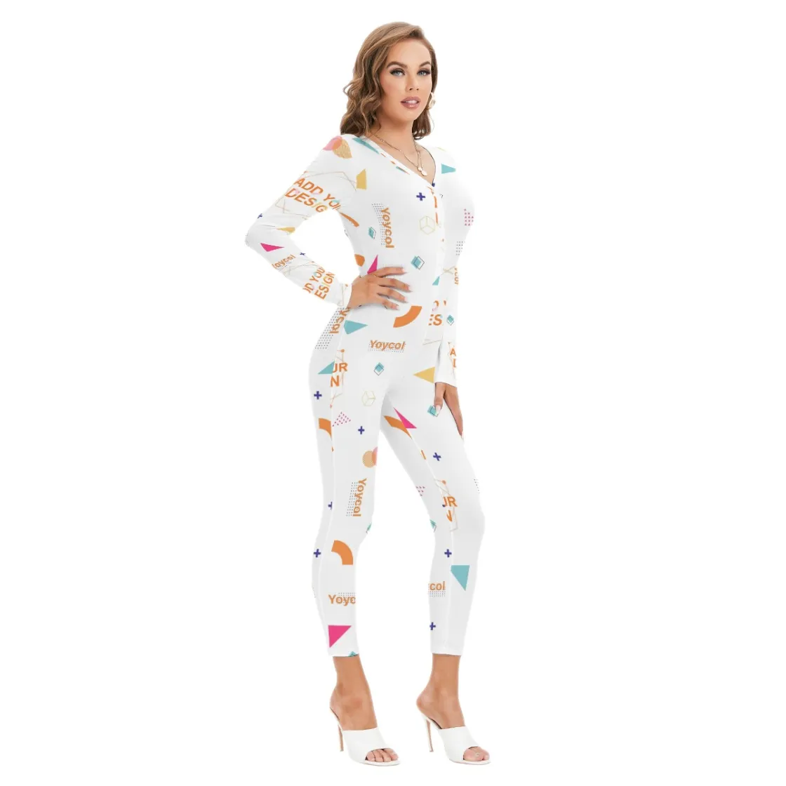 All-Over Print Women's Plunging Neck Jumpsuit
