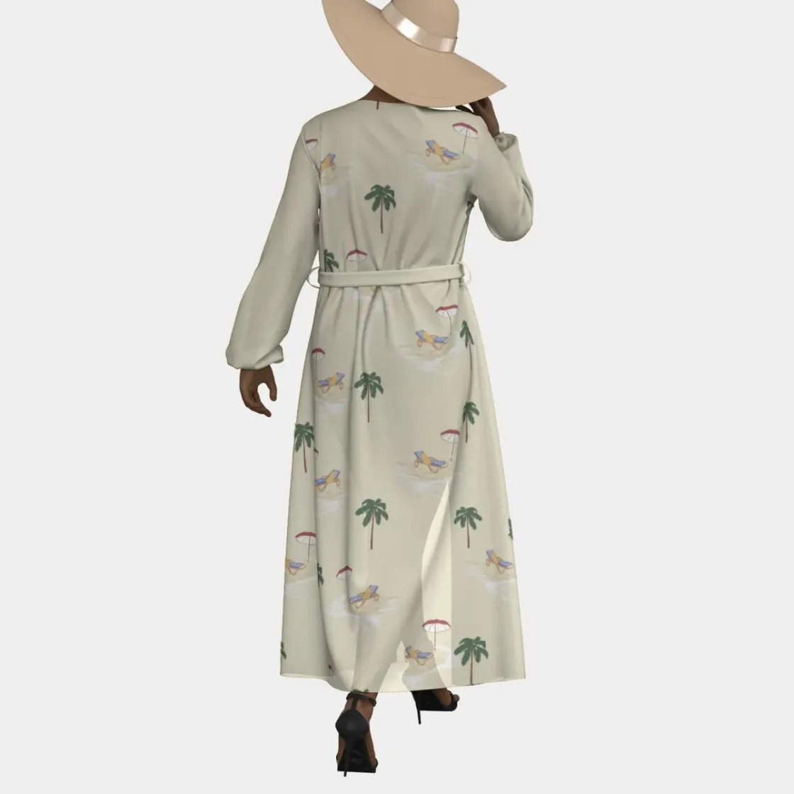 All-Over Print Women's Lace-up Chiffon Robe