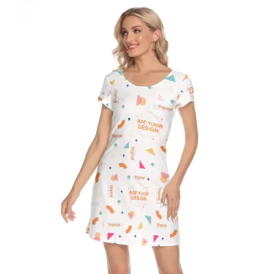 All-Over Print Women's Short Sleeve O-neck Dress