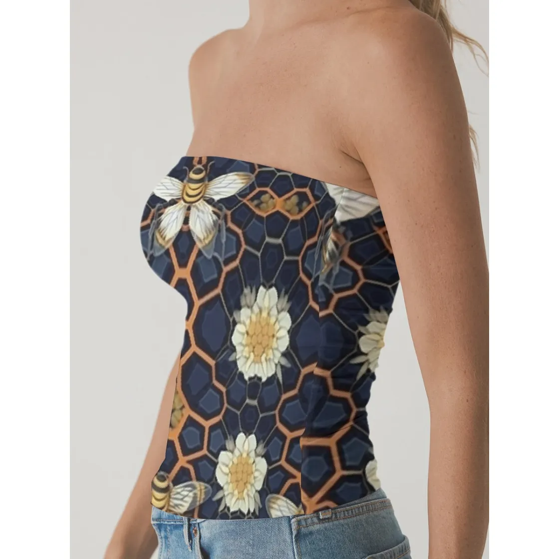 All-Over Print Women's Double-Layer Strapless Top