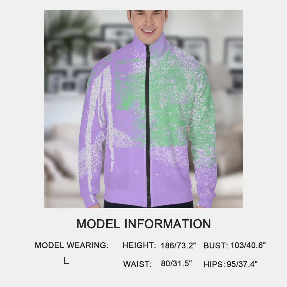 All-Over Print Men's Stand Collar Jacket
