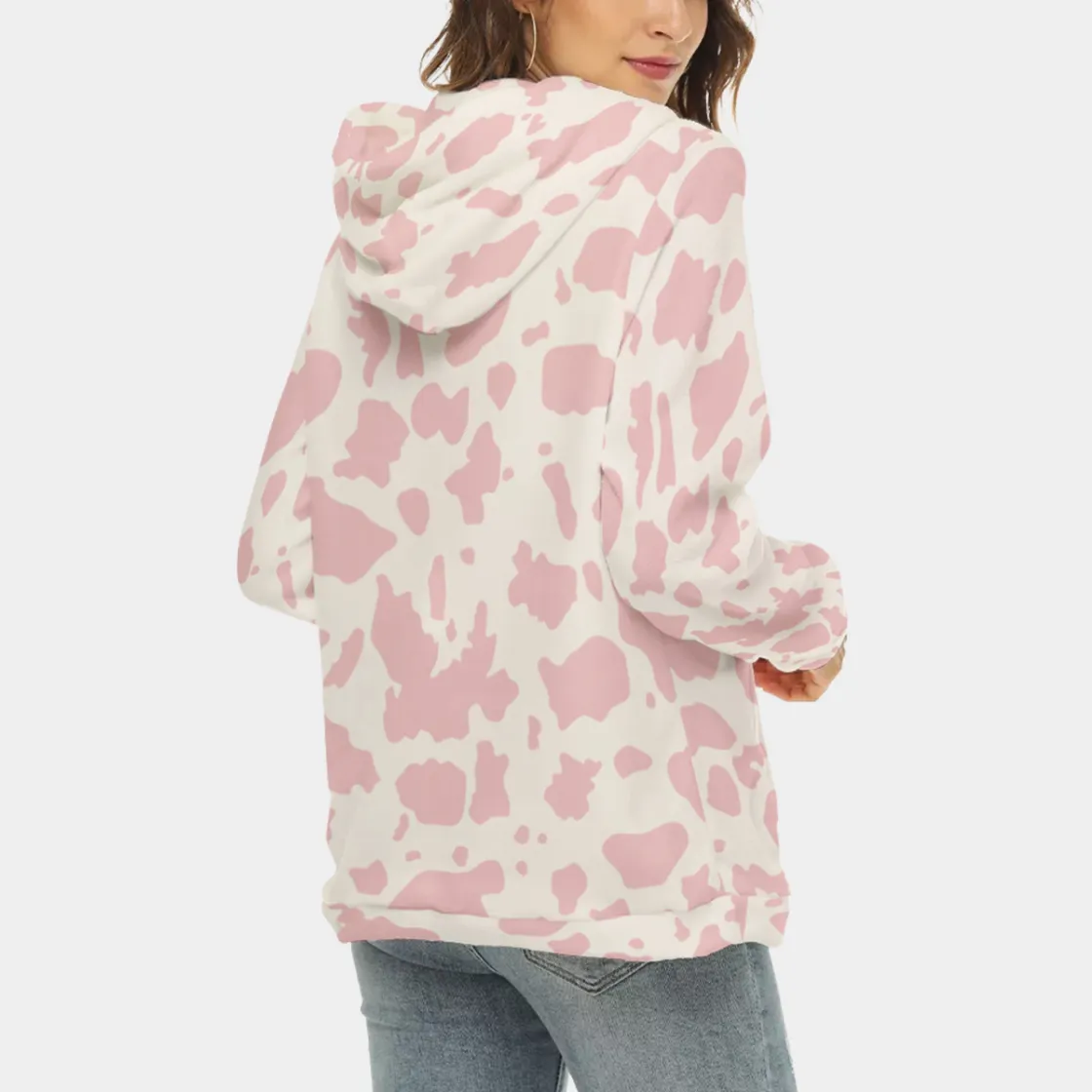 All-Over Print Women's Borg Fleece Hoodie With Half Zip