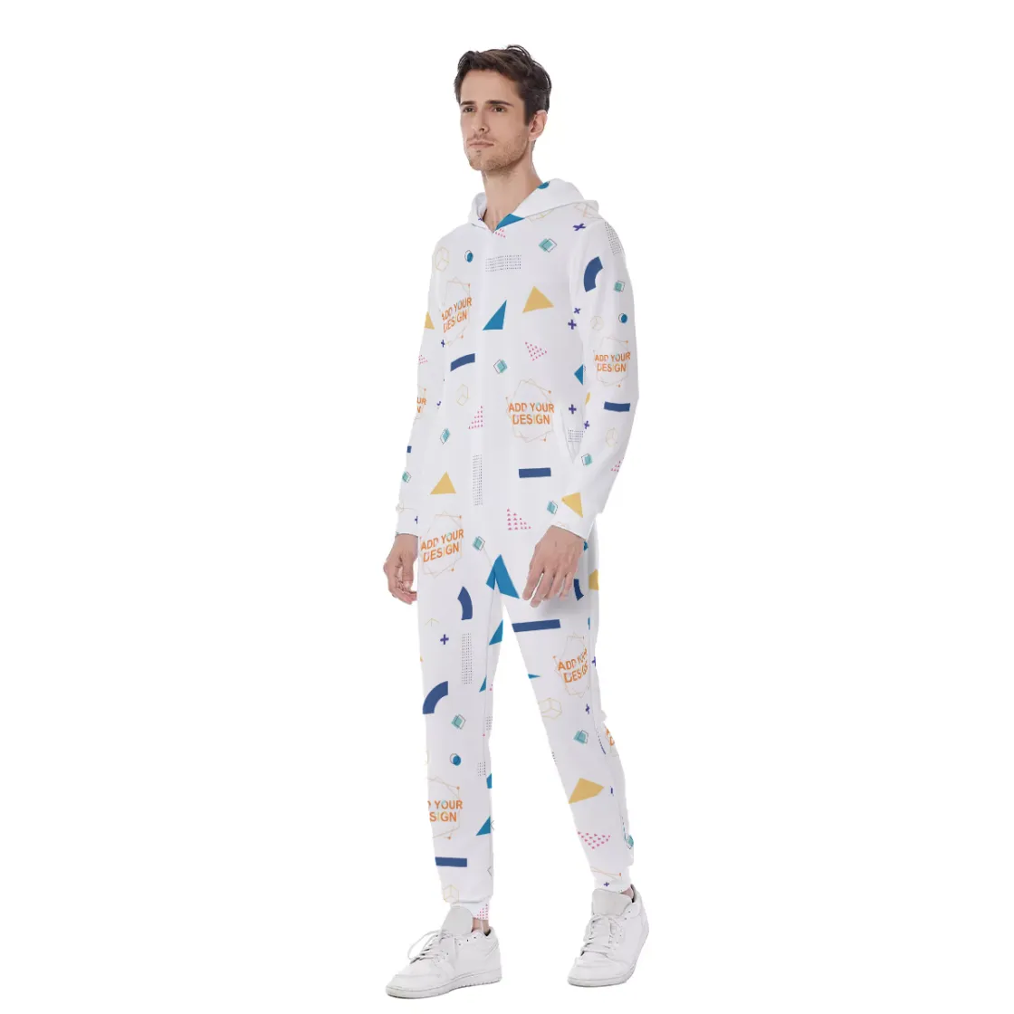All-Over Print Men's Hooded Jumpsuit