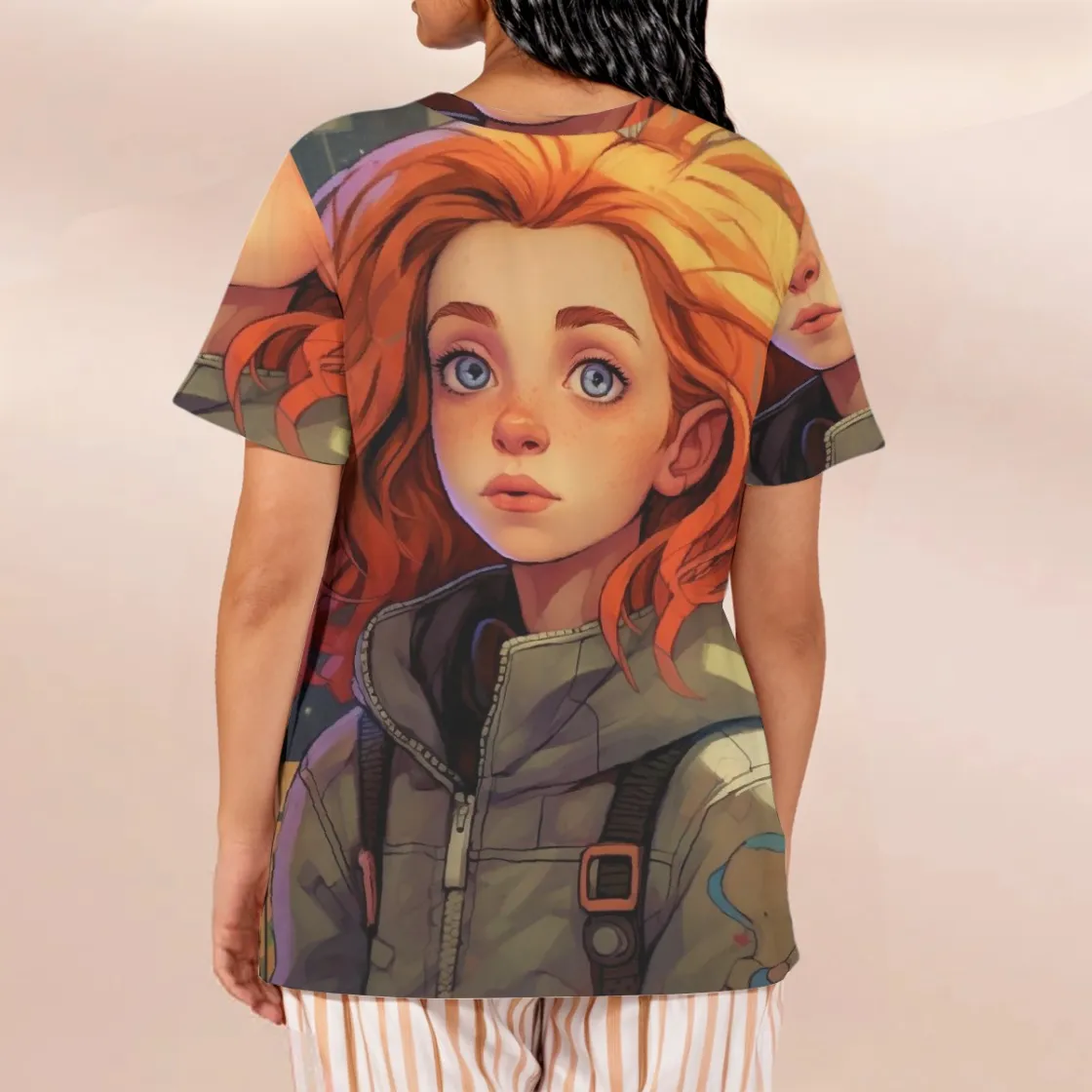 All-Over Print Women's Loose V-Neck Short-Sleeve T-Shirt