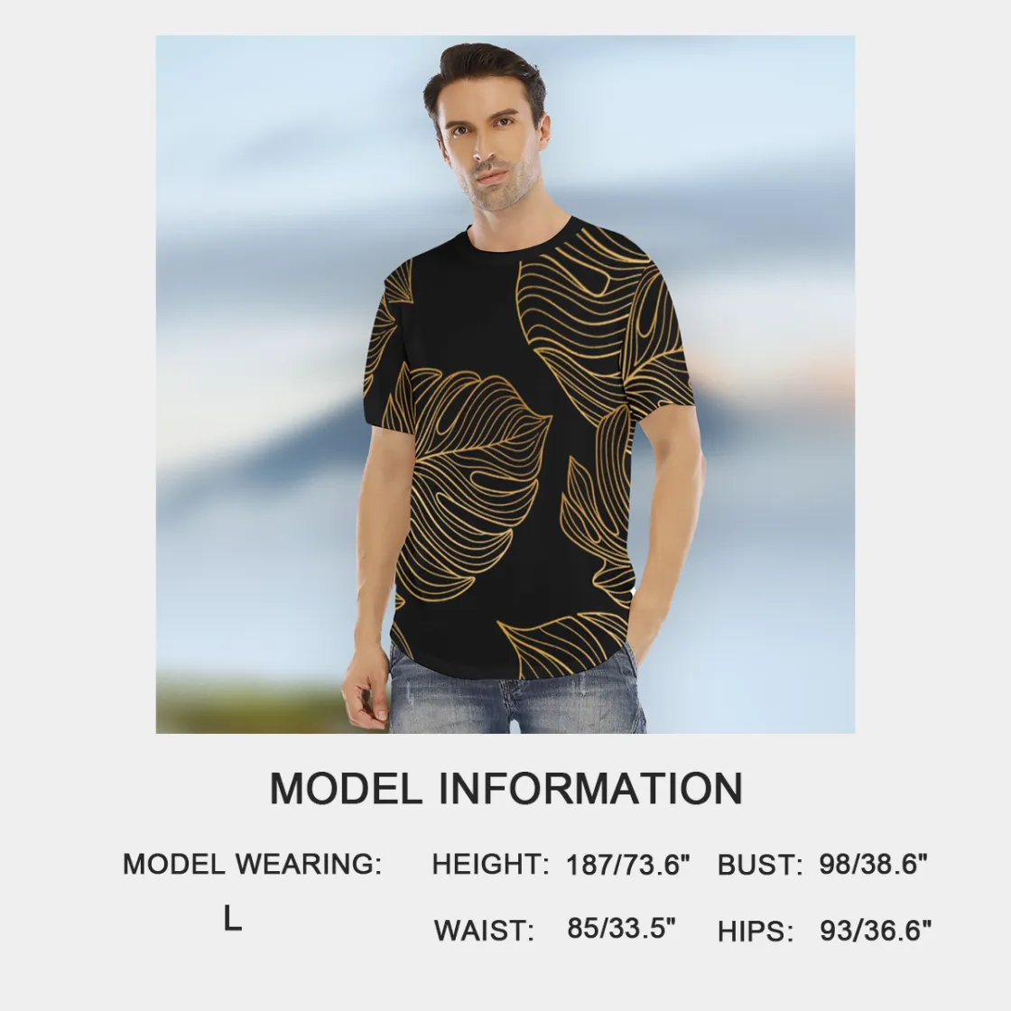 All-Over Print Men's Short Sleeve Rounded Hem T-shirt