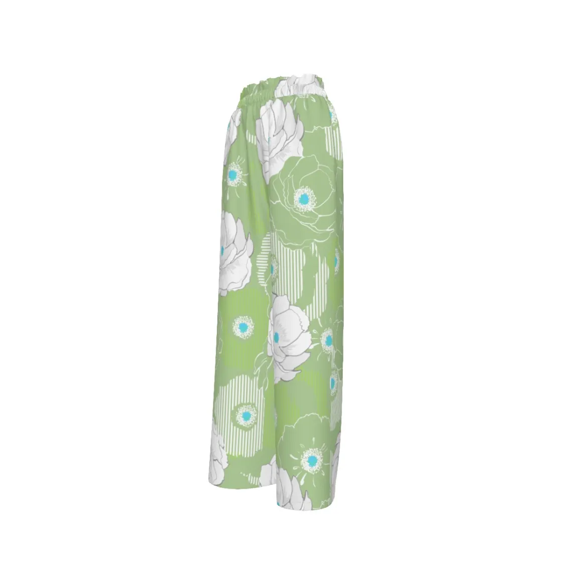 All-Over Print Women's Faux Silk Wide-Leg Pants