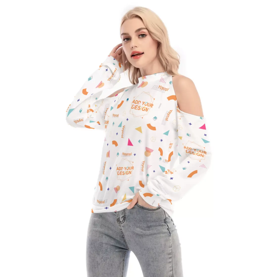 All-Over Print Women's Cold Shoulder Sweatirt