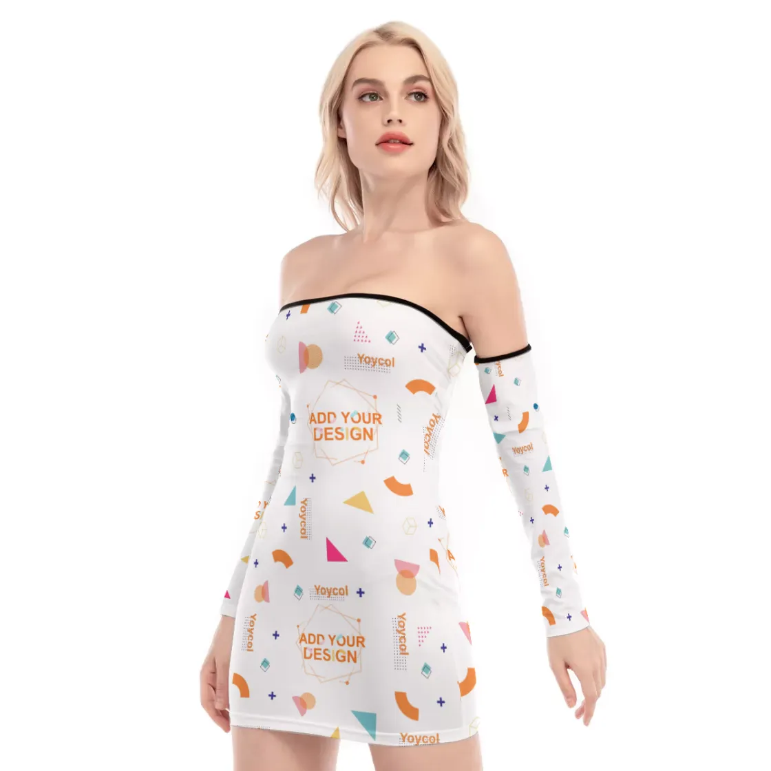 All-Over Print Women's Off-shoulder Back Lace-up Dress