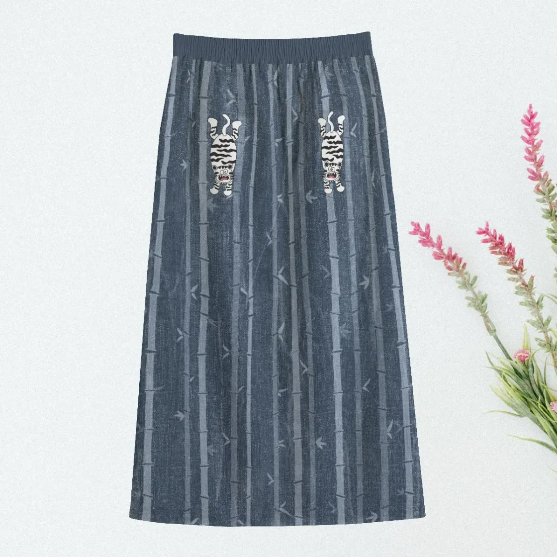 All-Over Print Women's Front Mid-slit Skirt | 245GSM Cotton