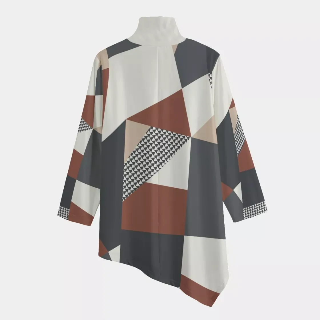 All-Over Print Women's Turtleneck T-shirt With Sloping Hem
