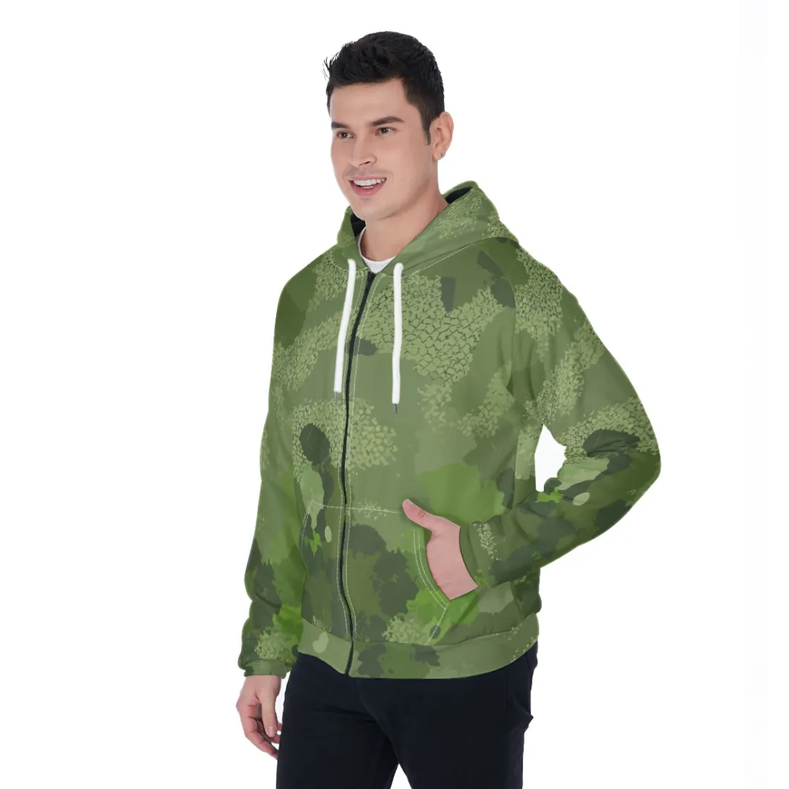 All-Over Print Men's Raglan Zip Up Hoodie