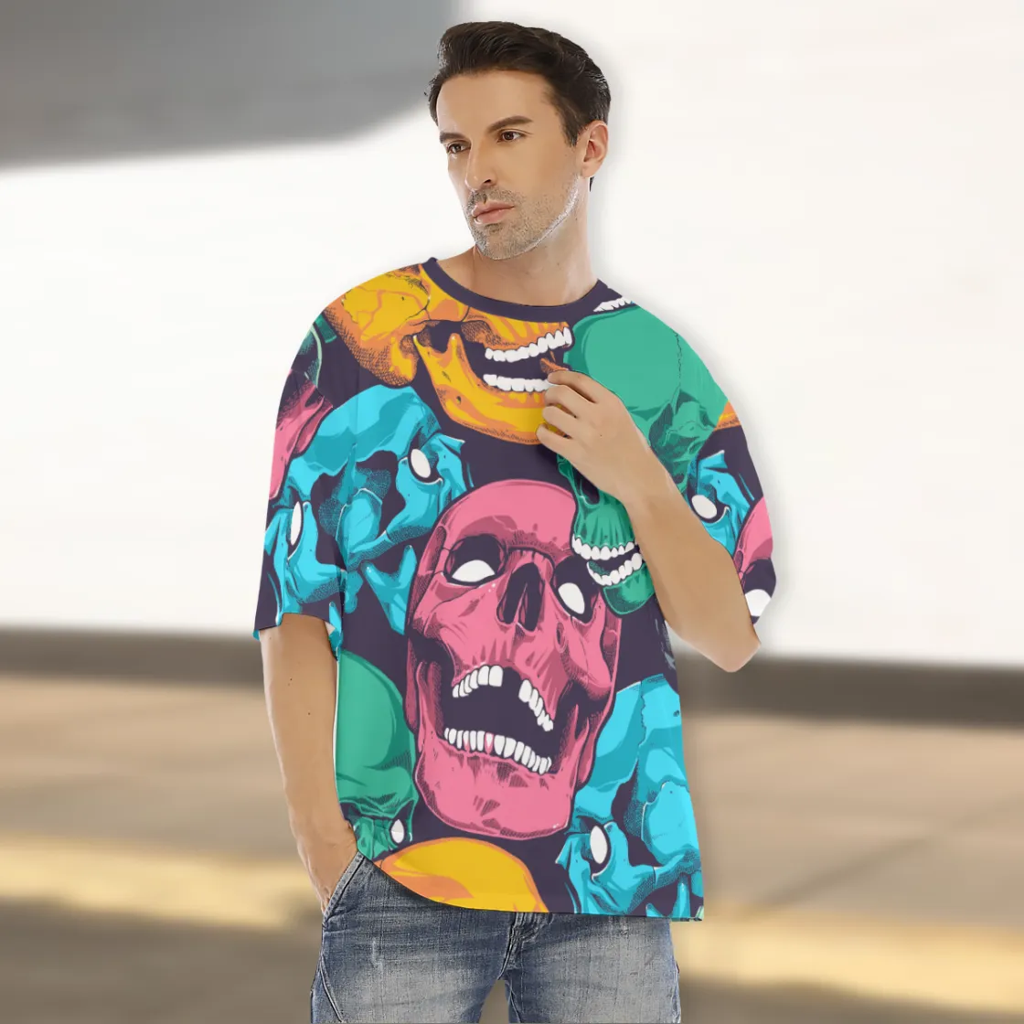 All-Over Print Men's Drop Shoulder T-shirt With Short Sleeve