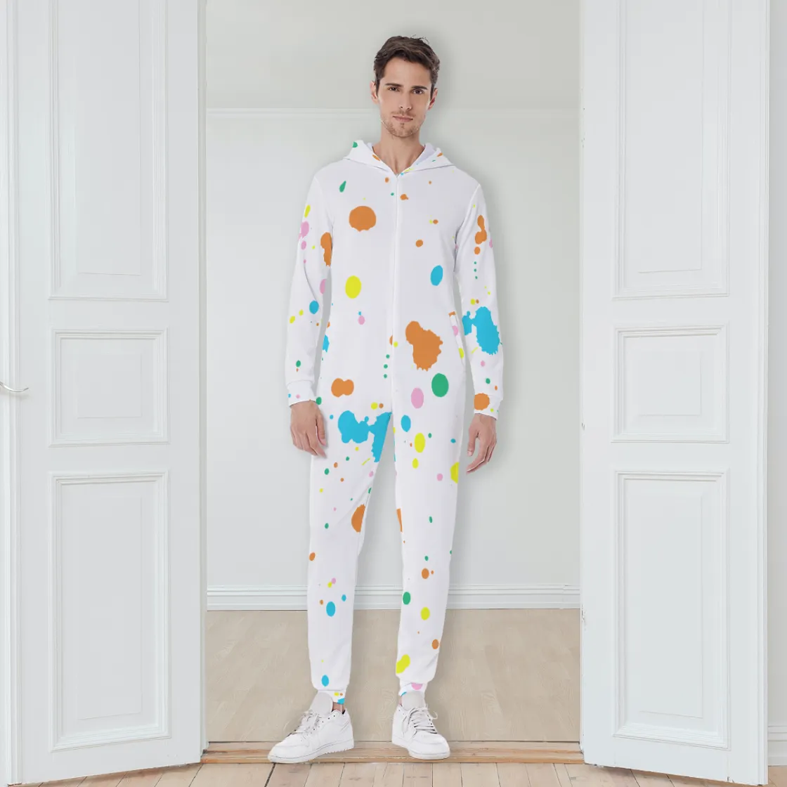 All-Over Print Men's Hooded Jumpsuit