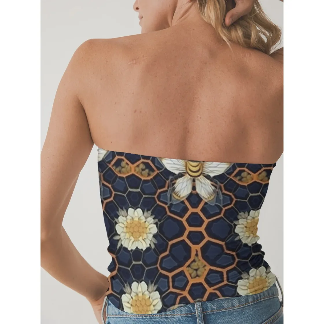 All-Over Print Women's Double-Layer Strapless Top
