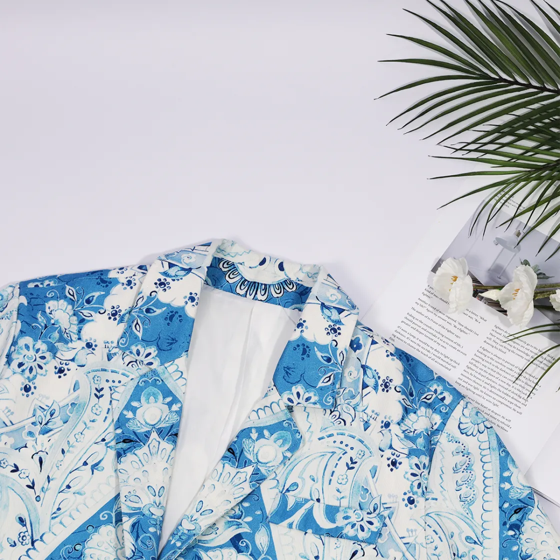 All-Over Print Women's Leisure Blazer | 245GSM Cotton