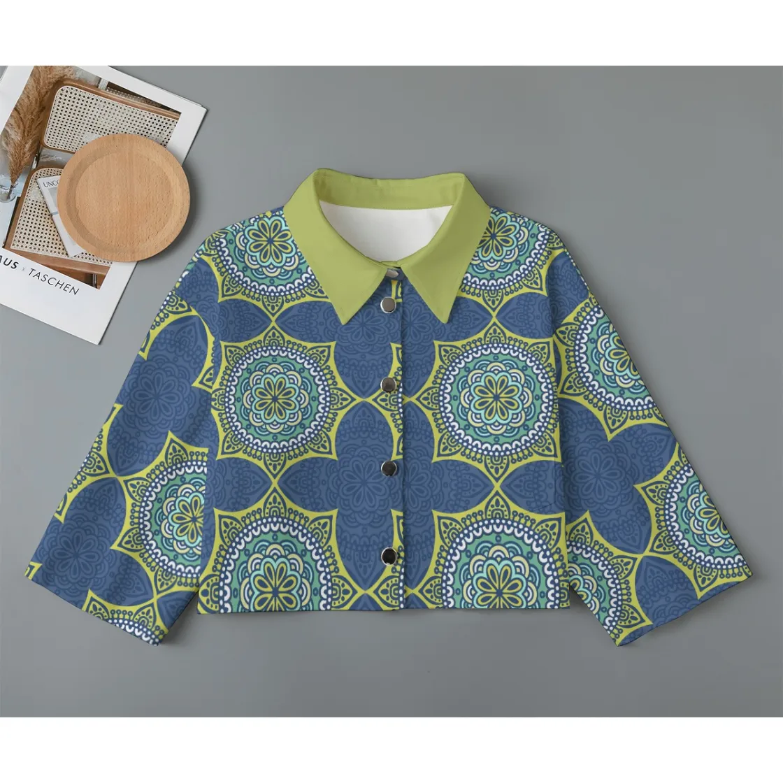 All-Over Print Women's Cropped Jacket | 245GSM Cotton