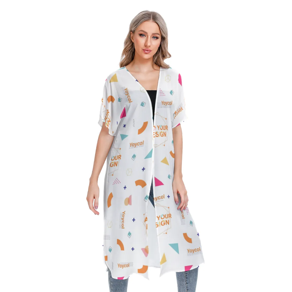 All-Over Print Women's Short Sleeve Cardigan