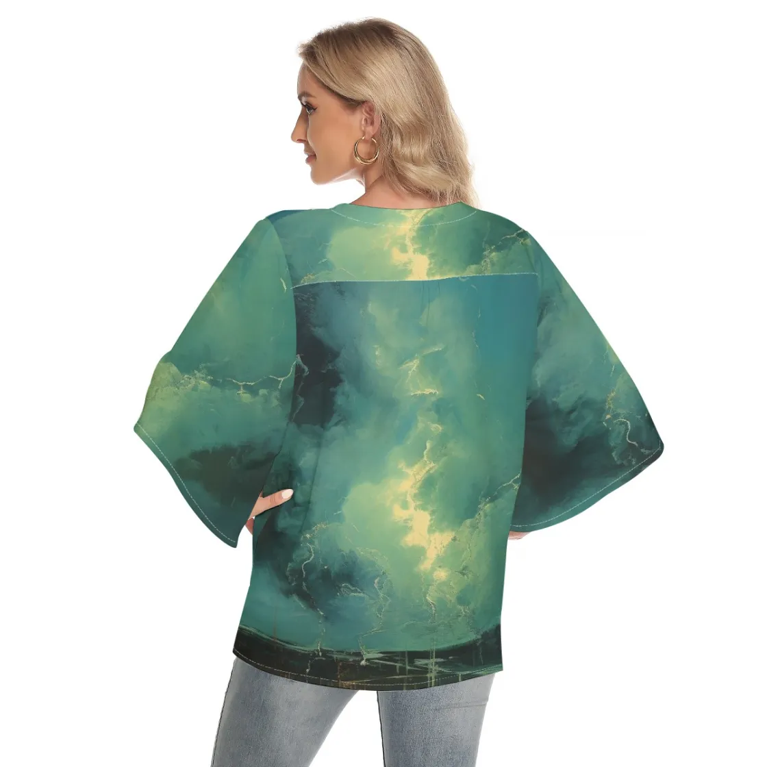 All-Over Print Women's Batwing Shirt With Button