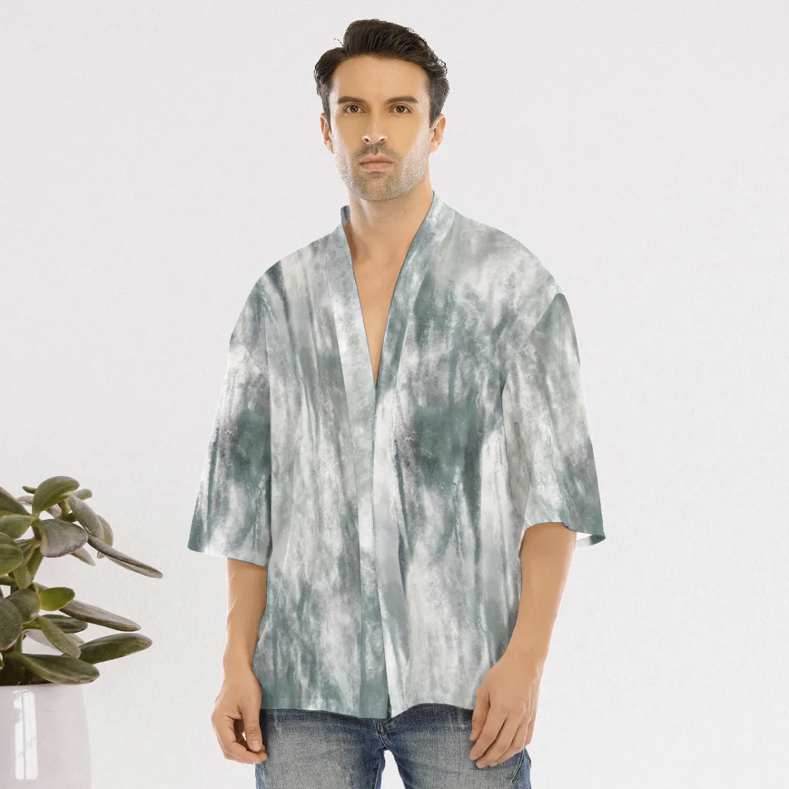 All-Over Print Men's Drop-shoulder Short Coat
